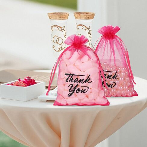 JarThenaAMCS 100 Pcs Thank You Organza Bags Drawstring Golden Leaves Jewelry Gift Bags White Candy Goodies Treat Bags Mesh Bags for Wedding Baby Shower Birthday Party Favor,4 x 6 Inch in Saudi Arabia