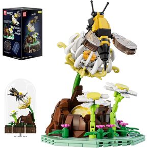 MOLD KING KING ENRECTENT BUNCLE BLACK SET ، إبداع Dragonfly Bug Kits Toys مع مربع عرض الموسيقى ، مجموعة DIER FLOWER DIY Office Home Decor