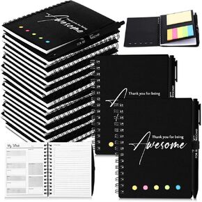 48 Pcs/24 Set Teacher Employee Appreciation Gift Volunteer Inspirational A6 Spiral Notebook with Ballpoint Pen Journal for Coworker Secretary Nurse Graduation(Light Color)
