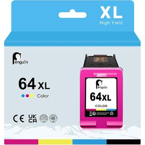 Penguin 64xl Color Color Ink Cartridge Presentive for HP 64 Ink for Envy Photo 7200E 7900E 7855 7858 7822 7820 7155 6200 6252 6255 62587255E Tango X Printers HP64XL HP 64 XL HP64X