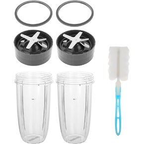 5 Pieces Replacement for NutriBullet Blender Cup and Blade, 32oz Cup and Extractor Blade with 2 Rubber Gasket, Compatible with Nutribullet 600W/900W High-Speed Blender/Mixer System