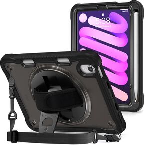 ProCase Rugged Case for iPad Mini 7th(A17 Pro) 2024 / 6th Generation 8.3" 2021, Heavy Duty Shockproof Rugged Cover with Hand Strap 360 Degree Rotatable Kickstand Protective for iPad Mini 8.3 -Purple