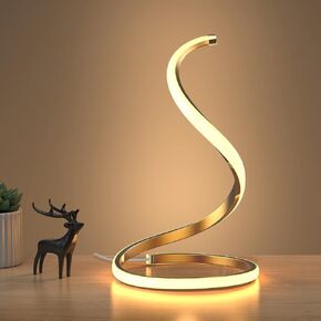NUÜR Spiral LED Table Lamp, Modern 3 Colors Dimmable Desk Lamp with Minimalist Lighting Design & Touch Controller, Creative Stylish Smart Lamp for Bedroom, Office, Home (Gold) in Saudi Arabia