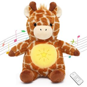 IUTOYYE Giraffe Breathing Stuffed Animal Plush with Music and Light, 12.6" Cute Breathing Giraffe Soothing Doll Toy Plushie with Remote Control