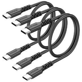 USB C to USB C Cable 0.5FT 5Pack, Short 6inch USB-C 60W Fast Charging Cords for iPhone 15 16, for Samsung Galaxy S25 S24 S23, Air 2020, iPad Pro, Power Bank and Other Type c Devices