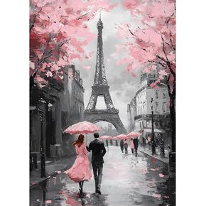MXJSUA Romantic Streets مجموعات الطلاء الماس للبالغين ، 5D باريس إيفل برج الماس مجموعات فن المبتدئ