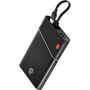 2-Pack Portable Charger, 22.5W PD Fast Charging 10000mAh Power Bank with Built-in Cable for Travel, USB C in&Output Slim Hands-Free Battery Pack for iPhone 16/15/14 iPad Samsung S24 etc