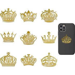9 PCS ملصقات التاج الذاتي لذاته 1.6x1.6 بوصة الأميرة و Prince Gold Sticker Crown Gold Sticker For Scrapbooking ، Journaling ، صور ، ديكور الهدايا ، البطاقة ، الهاتف ، الكمبيوتر ، الكوب