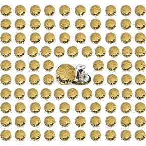100 Pcs Jean Button Replacement Pants Button, Metal Jeans Buttons 17 mm No-Sew Nailess Removable Replacement Buttons for Jeans in Saudi Arabia
