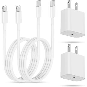 iPhone Fast Charging Block with 10ft Cable, 3Pack for Apple Certified Wall Charger Plug and USB C to Lightning Cord Long, Type C Power Adapter Cube Brick for Apple iPhone 14 Pro Max/13 Pro/12 Mini/11 in Kuwait