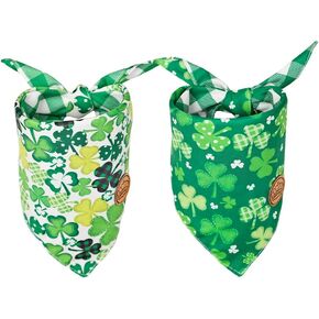 Beauty Beauty St Patricks Day Dog Bandanas قابلة للانعكاس 2 عبوة 2 ، مجموعة Shamrocks المحظوظة ، والأخضر منقوشة مثلث قابلة للتعديل الأوشحة للكلاب كبيرة كبيرة الكلاب كبيرة الفتاة الحيوانات الأليفة DB157-L