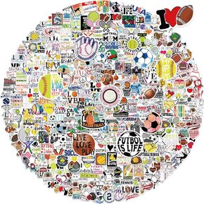 400PCS Sport Stickers,Waterproof Vinyl Stickers for Water Bottle,Helmets,Sport Stickers for Girls Kids Teens,Sports Gifts