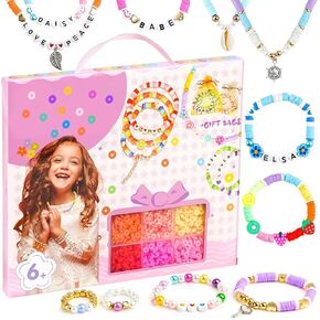 Girls Gifts Bracelet Make Kit ، 20 Colors Polymer Clay Beads with Charms Letter Beads Arts and Crafts Kit Jewelry Making Set Girl Girl Toys Gifts Party Form