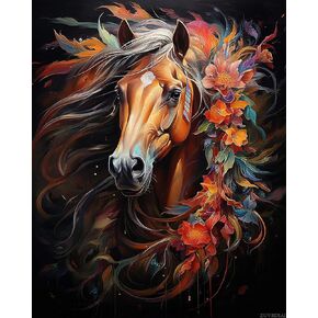 Zuvrdiai Horse Paint بأرقام للبالغين ، وطلاء الزيت الأكريليكي بأرقام أرقام للمبتدئين مع قماش Paintbrushes Canvas للديكور المنزلي 16x20 بوصة