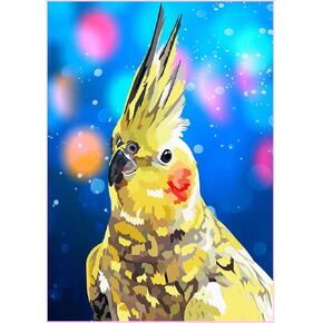 5D DIY Diamond Painting Kits للبالغين طلاء الحفر الكامل بأرقام أرقام صور الفنون جدار الديكور أدوات الطلاء الماس الأصفر Cockatiel
