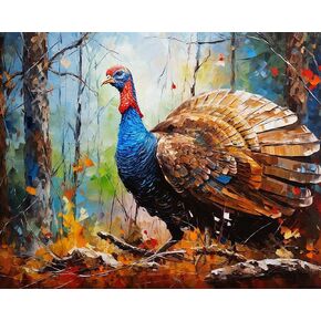 OKSGYTA Paint by Numbers for Adults, Forest Animal Turkey, Paint by Number on Canvas, DIY Oil Painting for Gift Home Wall Decor, 40x50cm, Without Frame