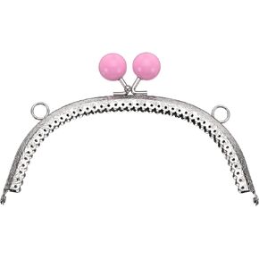 uxcell Metal Purse Frame, 16.5cm/6.5" Beads Silver Kiss Lock Clasp Arch Embossing Bag Frames for Purse Making Clutch Bag Coin Purse, Brown