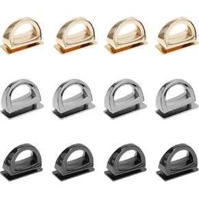 SING F LTD 12Pcs 13mm Metal D-Ring Bag Connectors Multiple Connectors D Ring with Screws Purse Suspension Clasps for DIY Leather Craft Handbag Belt Making