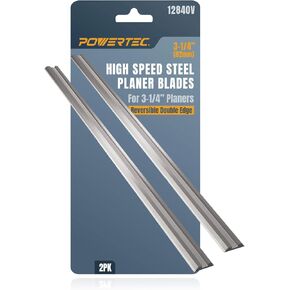 POWERTEC 12840V 3-1/4" HSS Hand Held Planer Blades Replacement for Bosch, Black&Decker, Craftsman, DeWalt, Hitachi, Ryobi, Makita, Porter Cable, Skil, Stanley, Wen, Set of 2