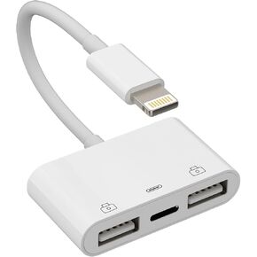Otg Adapter Lightning Male to Usb Female and Charger Cable for Iphone 13 11 12 Mini Max Pro Xs Xr X 7 8plus Ipad Air A Camera Memory Connector Stick Flash Drive Cord Cable Converter Charging Splitter in Kuwait