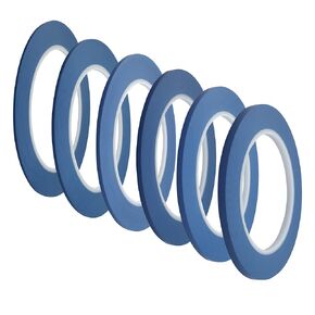 JINBING High-Temp Vinyl Fine Line Fineline Masking Tape Automotive Paint for Curves Blue 1.5mm 2mm 2.5mm 3mm 4mm 5mm 6Rolls