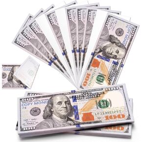 200 PCS PROP MONEY أحادي الجانب 100 دولار أموال تقليد للأطفال يعزز مهارات الرياضيات أموال الأفلام لمقاطع الفيديو الموسيقية والحفلات وأداء الساحر وألعاب المزح (عملة التقليد المصغر