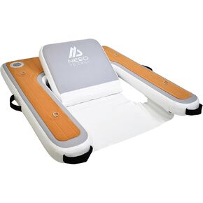 Inflatable Chair - Premium Outdoor Blow Up Seat Lounger for Boating, Beach, Lake, Pool - Includes Pump & Travel Bag - Foldable Water Floating Device for Adults Summer (Grey)