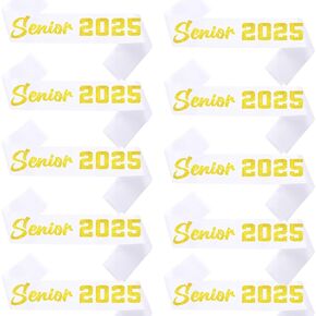 10pcs كبار SASH 2025 GOLD GLITTER WHITE SATIN FOR SPART OF 2025 CENECTION CENECTION PARTION
