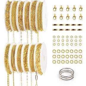 سلاسل قلادة ذهبية من طراز Starry 18K لصنع المجوهرات 95.1 قدمًا 12 لفات من المجوهرات صنع سلاسل ذهبية دائمة سلسلة مجوهر