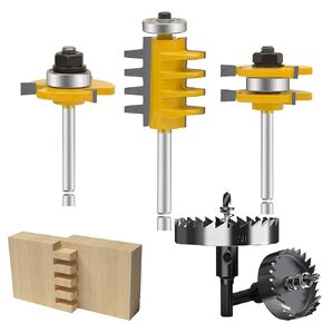 TAIWAIN 1/2-Inch Shank Tongue and Groove Flooring Router Bit Set, V-Notch Wainscotting Wood Milling Cutter, Woodworking Miter Carbide CNC Cutting Tool for Doors,Tables