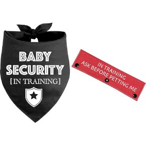 2 Pieces Baby Security in Training Black Dog Scarf Bandana with Red Dog Leash Wrap, Pet Birthday Gift Set and Dog Accessories for Puppy Dog and Dog Lovers Owner