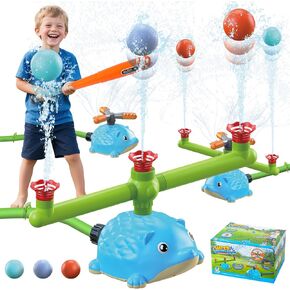 Kangomelon Hedgehog 3-in-1 Sprinkler Baseball Ball Toy Toy Summer Water Toys Outdoor T-Ball Kids Play Playler ، و Sprinkling Sprinkling مع 3 طائرات ، و 3 كرات البيسب
