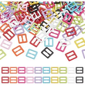 Fingerinspire 120 pcs مستطيل صغير قابلة للتعديل قابلة للتعديل ، 10 ألوان تشمل 8 × 7.5 ملم أزهار الشريحة الصغيرة الزر الأزرار Tri-Glide الأزرار