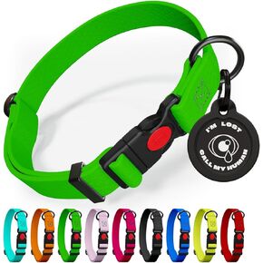 Adjustable Dog Collar with QR Code Dog Tag ID Attached - Made in USA - Honeycomb Waterproof Heavy Duty Dog Collar with Safe Lock Buckle - Odor Proof Pet Collar for Dogs with Strong Zinc D Ring