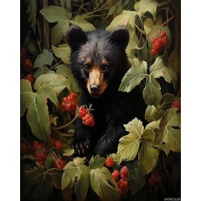 SVINOILER DIY Painting by Numbers Gift Kits, Forest Animal Brown Bear, Paint by Numbers on Canvas, Ideas and Gifts for Home Decor, 40x50cm, Without Frame