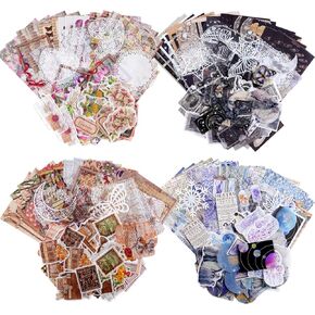 400 Pieces Scrapbooking Supplies Journaling Vintage Scrapbook Stickers DIY Retro Collection Paper Decals for Art Craft Journaling Notebook Collage Album