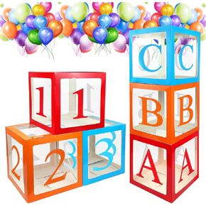 6 أجهزة كمبيوتر أصدقاء زخرفة حفلات ، 12 بوصة ، صناديق بالون الحفلات 123 و ABC Alphabet ، عودة إلى المدرسة.