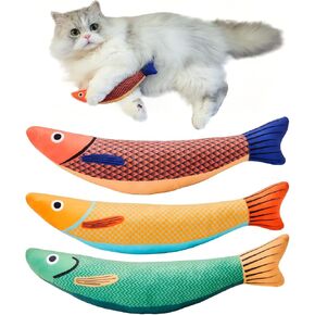 3 عبوة قطة ألعاب السمك السعري ، لعبة Catnip Crinker Sound Toy ناعمة ولطيفة ، ألعاب مضغ القطعة ، 9.5 بوصة مناسبة لجميع أنواع القطط ، كيكر هريرة تفاعلية للكتابة الداخلية