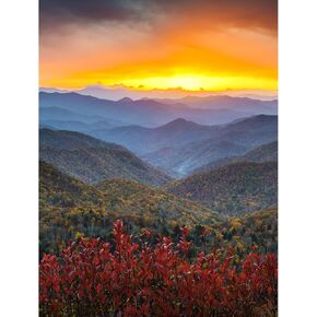 DIY 5D Diamond Painting Kits for Adults Full Drill Round Crystal Rhinestone Embroidery Smoky Mountain Landscape Diamond Art Gem Craft Sunset Natural Scenic Picture Home Decor Gifts 12x16inch