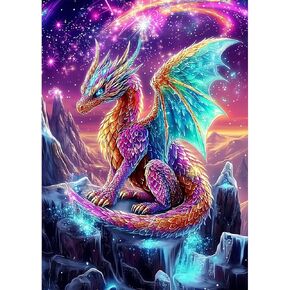 Ceovr Dragon Diamond Art Kits للبالغين ، Diamond Painting Dots DIY GEM ART ، CHALE CARKERS CHITS DICER FOR Home Office 12x16in