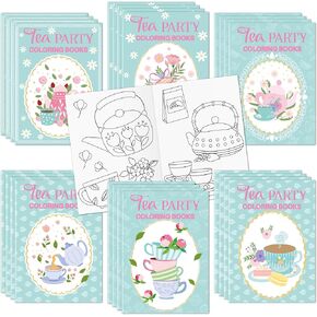 كتب تلوين حفلات الشاي للأطفال 482pcs وقت الشاي بوقت شاي كتيب مصغرة كتيب DIY Art Art Book مع أكواب إبوتات للأطفال الصغار للأطفال الفصول الدراسية الحفلون