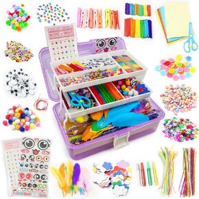 Smilesskiddo Arts Craft Supplies for Kids - 1000+ PCS Toddler DIY Craft Art Supper