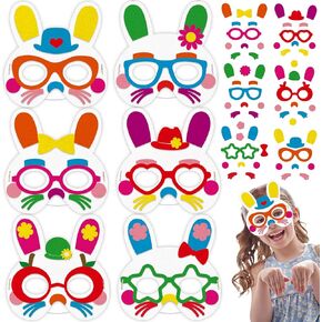 208pcs Easter Bunny Mask Foam Crafts for Kids ، 16 bulk Crafts for Vains 3-5 و 4-8 ، Spring Arts ، Forms Party ، النشاط المنزلي ، المشروع الفني (16 مجموعة)