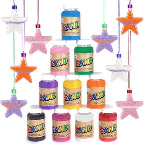 ArtCreativity 24pcs Super Pack Sand Art Kits for Kids تشمل 10 أنابيب كبيرة من الحرف الرملية الملونة للأطفال و 14 نجمًا على شكل نجم - لحفلات ممتعة ، جائزة وحرف للأولاد والبنات الذين تتراوح أعمارهم بين 3+