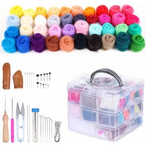 Mekueeex 40 Colors مجموعات التورط الإبرة للمبتدئين ، ومجموعات لوازم الإبرة مع الأدوات ، ومجموعات المبتدئين مع الإبر ، وحقيبة التخزين لتزيين يدوية DIY