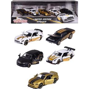 Majorette - Limited Edition 9 Gift Set - 5 سيارات طراز صغيرة مع تصميم الذهب ، للأطفال الذين تتراوح أعمارهم بين 3 سنوات وما فوق ، سيارات الألعاب ذات العجلات الدوارة والتعليق ، تشمل طرازين سيارات حصريين