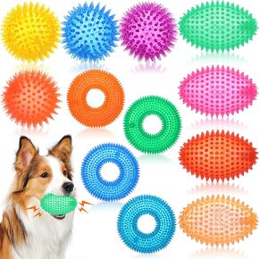 12 PCS DOCK DOG SPIKEY SPISEAKY TOYS 4.5 '' Dog Balls Rubber Chew Toys Bulk Interactive and Dating Dog SheereAcer لتنظيف وتدريب الأسنان المتوسطة على الكلاب المتوسطة.