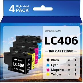 LC406 Ink Cartridges Compatible for Brother Printer for LC406 Ink Cartridges LC406XL Replacement for MFC-J4535DW MFC-J4335DW MFC-J5855DW MFC-J6555DW MFC-J6955DW (4 Pack)