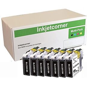 Inkjetcorner Compatible Ink Cartridges Replacement for LC203 XL LC203BK for use with MFC-J460DW MFC-J480DW MFC-J485DW MFC-J680DW MFC-J880DW MFC-J885DW (Black, 7-Pack)