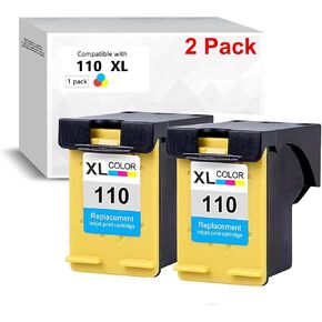 صفحات عالية 2pack متوافقة مع HP 110 حبر خرطوشة ثلاثية تري (CB304AN) خرطوشة الحبر ثلاثي الألوان لطابعة Photosmart
